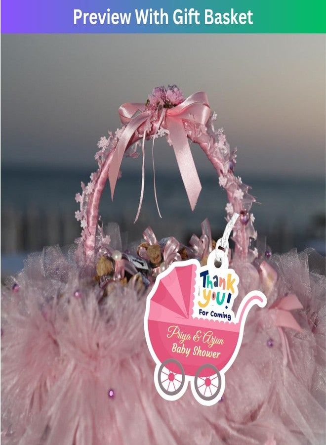 Yellow Nuts Personalized Baby Shower Theme Thank You Gift Tags Cards Return Gifts Greeting Cards Labels Happy Birthday Favour 40 Tags (Pink Cradle) - Image 2